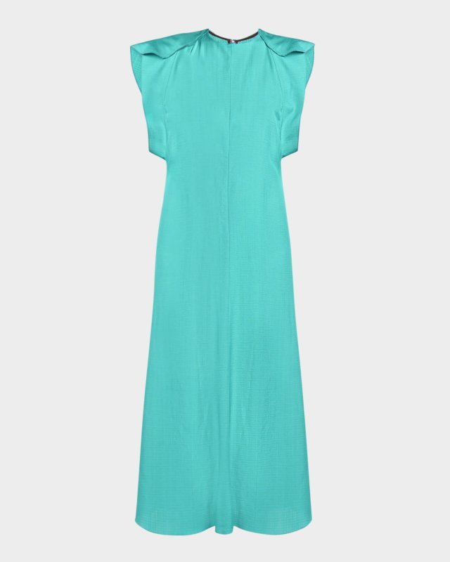 Folded Cap-Sleeve Midi Dress